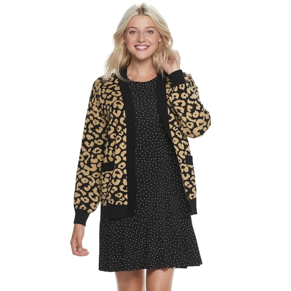 POPSUGAR Leopard Print Open Knit Cardigan Boxy